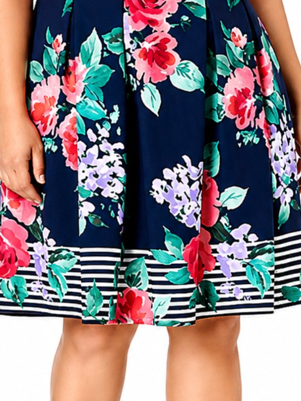 Jessica Howard Navy Blue Floral Fit and Flare Sleeveless Plus Dress SZ 24W - Picture 5 of 7
